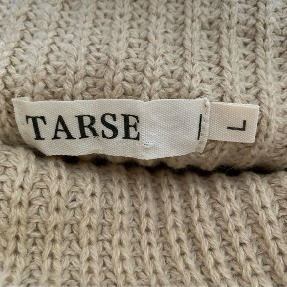 Tarse Tan Ribbed Oversized Cowl Neck Sweater - Picture 6 of 8